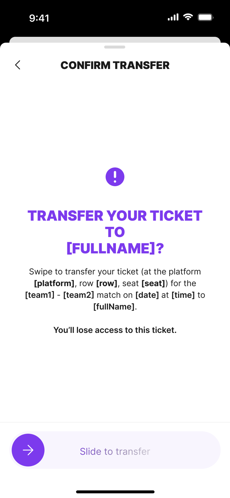 Send Ticket / Confirm ticket transfer