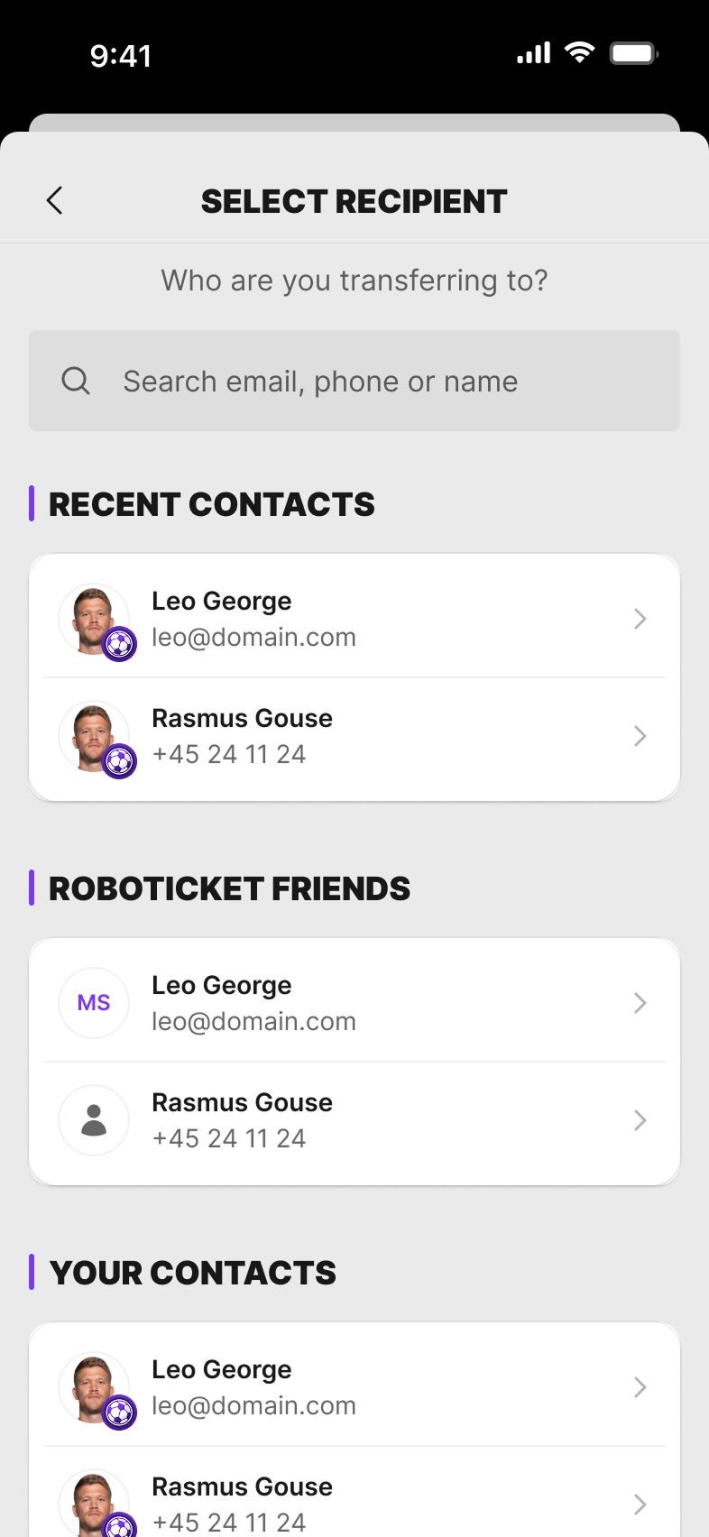 Send Ticket / Pick receiver